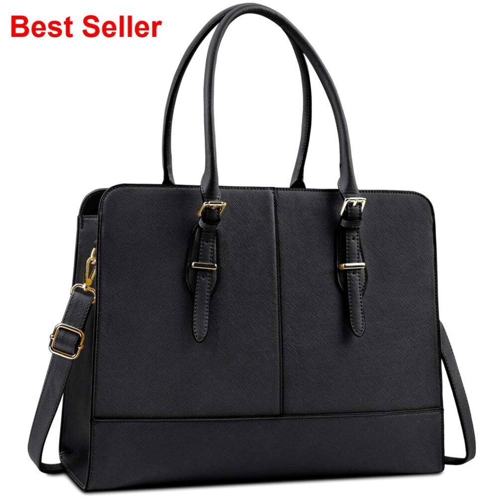 Leather Laptop Tote Bag 15.6 Inch Professional Work Briefcase Waterproof